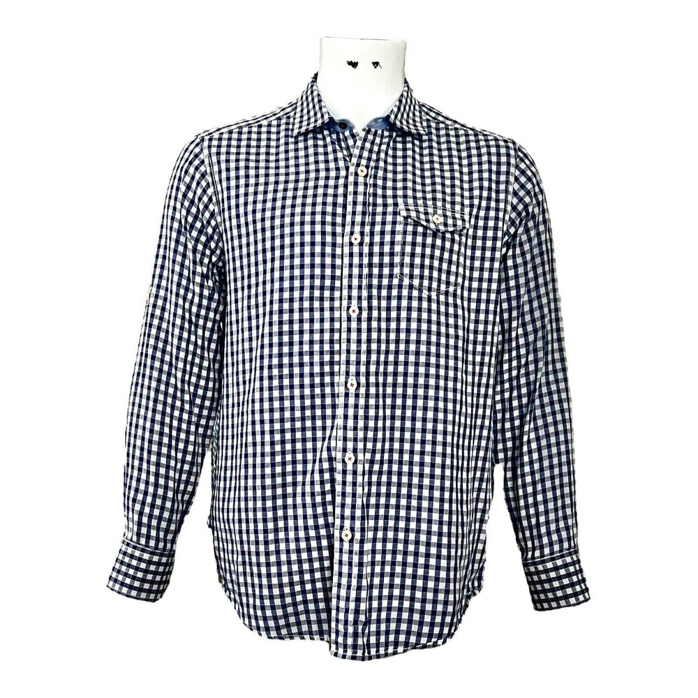 Tommy Bahama Jeans Island Crafted Modern Fit Long Sleeve Button Up Plaid Shirt L